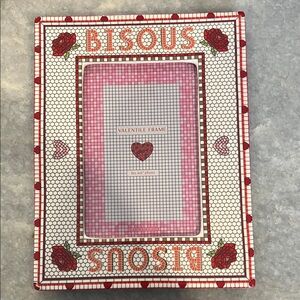 Anthropologie Bistro Tile Bisous Valentine Photo Frame NWOT